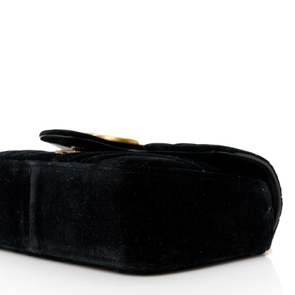 Gucci Velvet Matelasse Mini GG Marmont Shoulder Bag Black 11 of 12