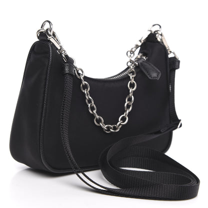 Prada Tessuto Nylon Mini Re-Edition 2000 Shoulder Bag Black 3 of 9