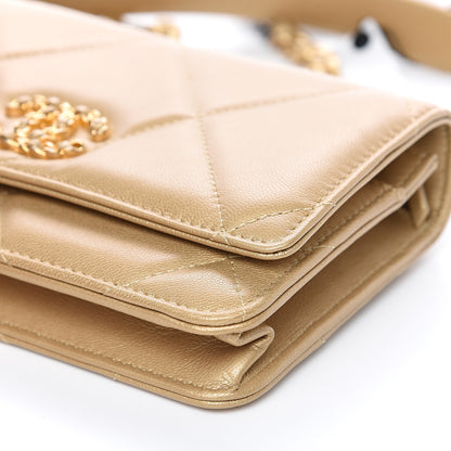 Chanel Metallic Goatskin Quilted 19 Wallet On Chain WOC Gold 9 of 13