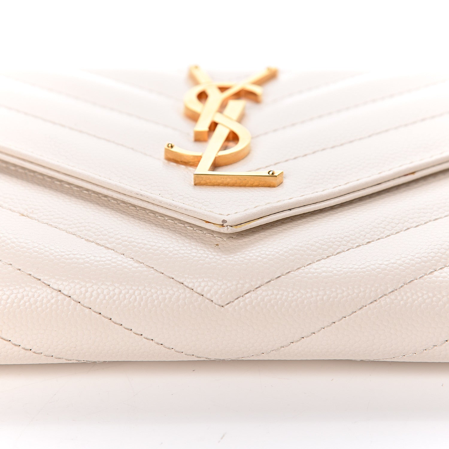 Saint Laurent Grain De Poudre Matelasse Large Monogram Flap Wallet Porcellana 10 of 11