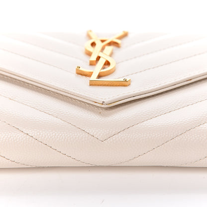 Saint Laurent Grain De Poudre Matelasse Large Monogram Flap Wallet Porcellana 10 of 11