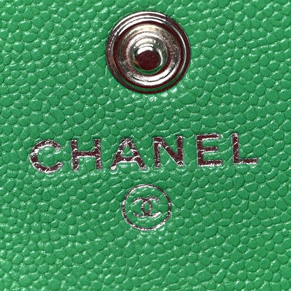 Chanel Caviar Quilted Compact Boy Wallet Green 6 of 7