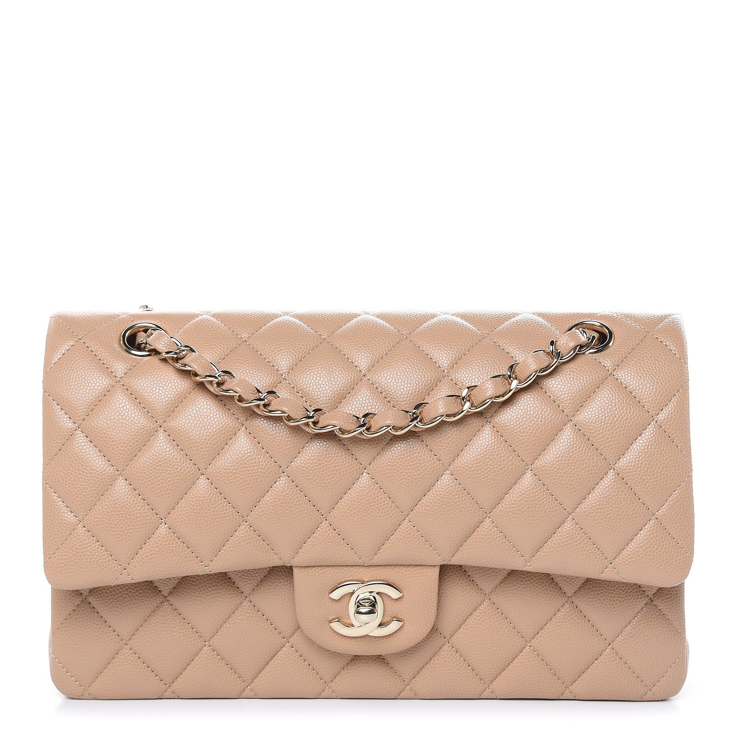 Chanel Caviar Quilted Medium Double Flap Beige 1 of 12