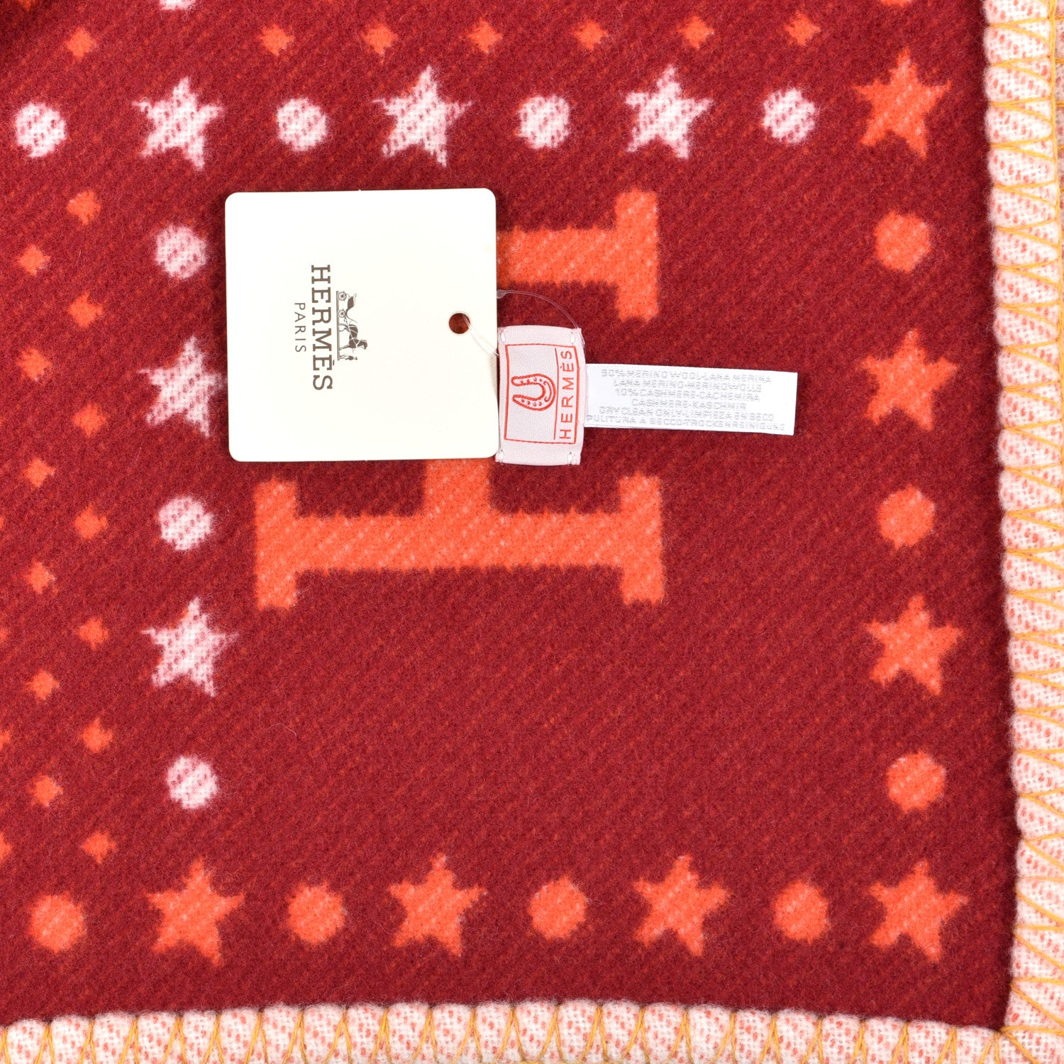 Hermes Wool Cashmere Western And Company Blanket Rouge H 4 of 4