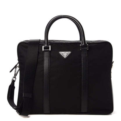 Prada Tessuto Nylon Saffiano Metal Triangle Logo Work Bag Black 1 of 8