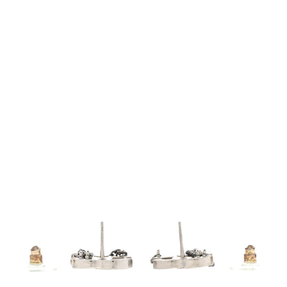 Chanel Crystal Chain CC Earrings Silver 3 of 5