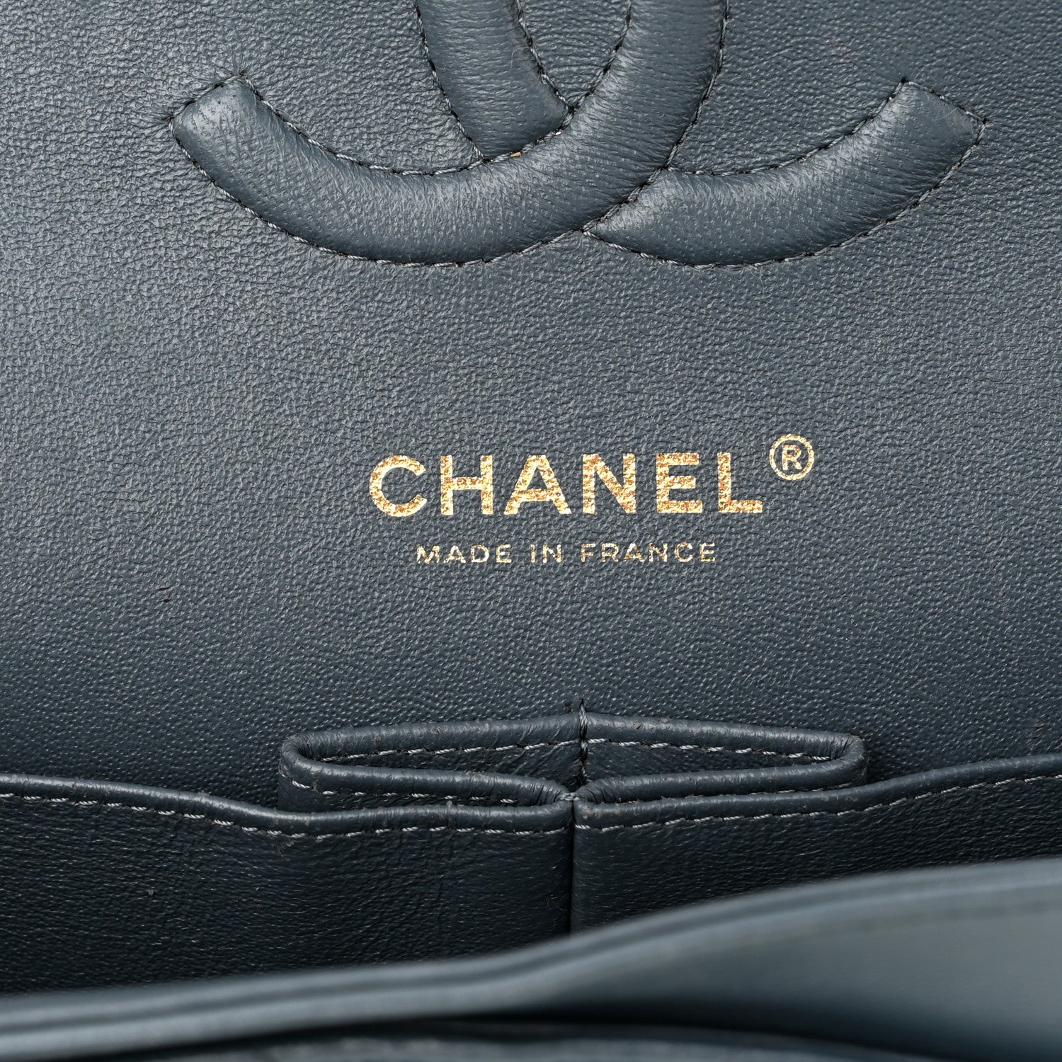 Chanel Lambskin Chevron Quilted Medium Double Flap Dark Grey 5 of 9