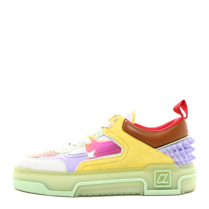 Christian Louboutin Calfskin Suede Spike Mens Astroloubi Flat Low Top Sneakers 43 Studio Green Lilac 1 of 8