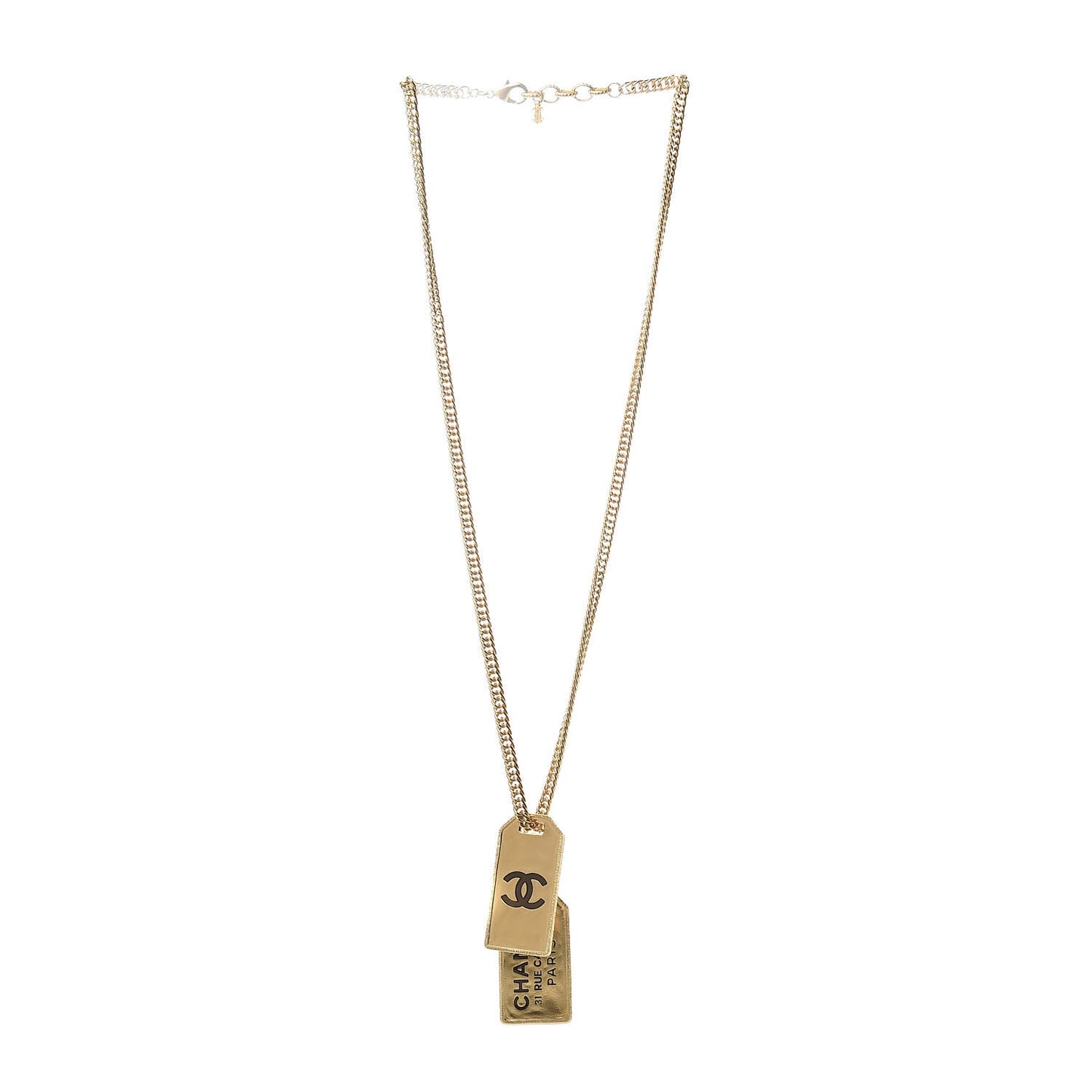 ID Dog Tag Charm Necklace Gold