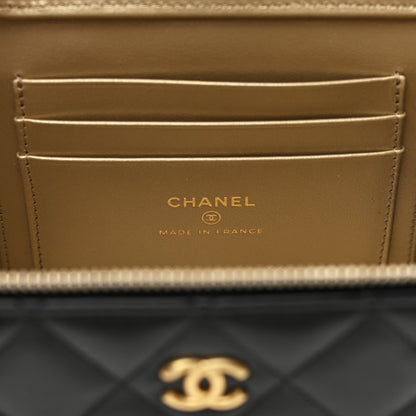 Chanel Lambskin Quilted Pearl Crush Small Vanity Case With Chain Black 6 of 11