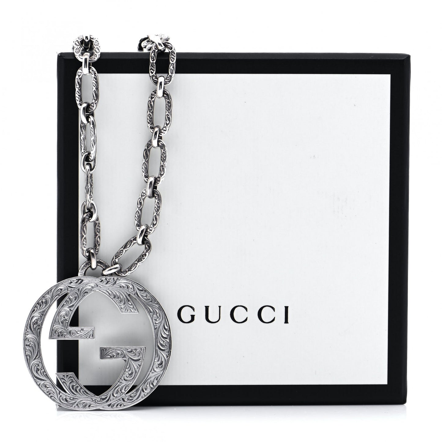 Sterling Silver Large Interlocking G Pendant Necklace