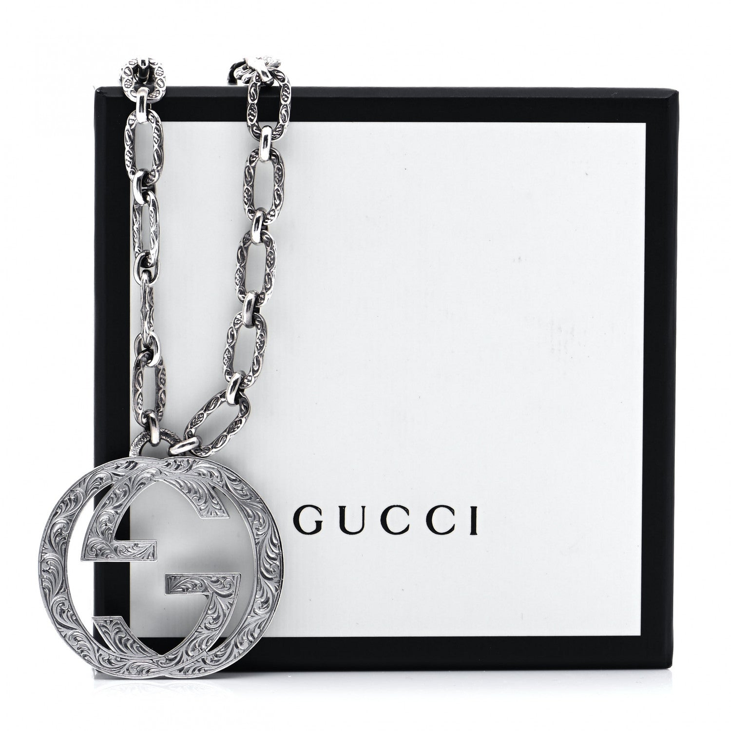 Gucci Sterling Silver Large Interlocking G Pendant Necklace 7 of 7