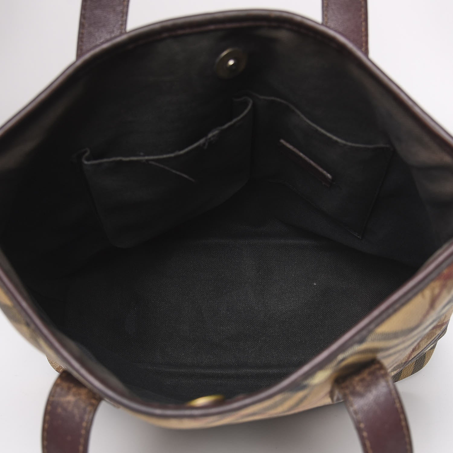 Burberry Haymarket Check Studded Tote Chocolate 4 of 21