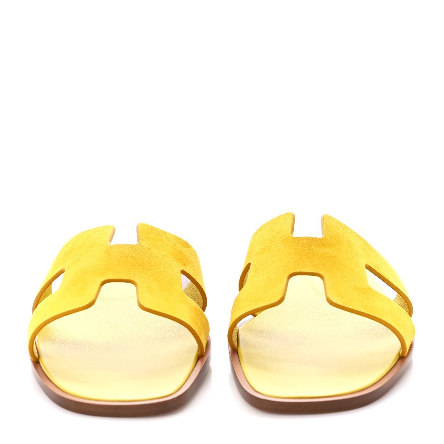 Hermes Suede Goatskin Oran Sandals 38.5 Jaune Bouton D'or 2 of 8