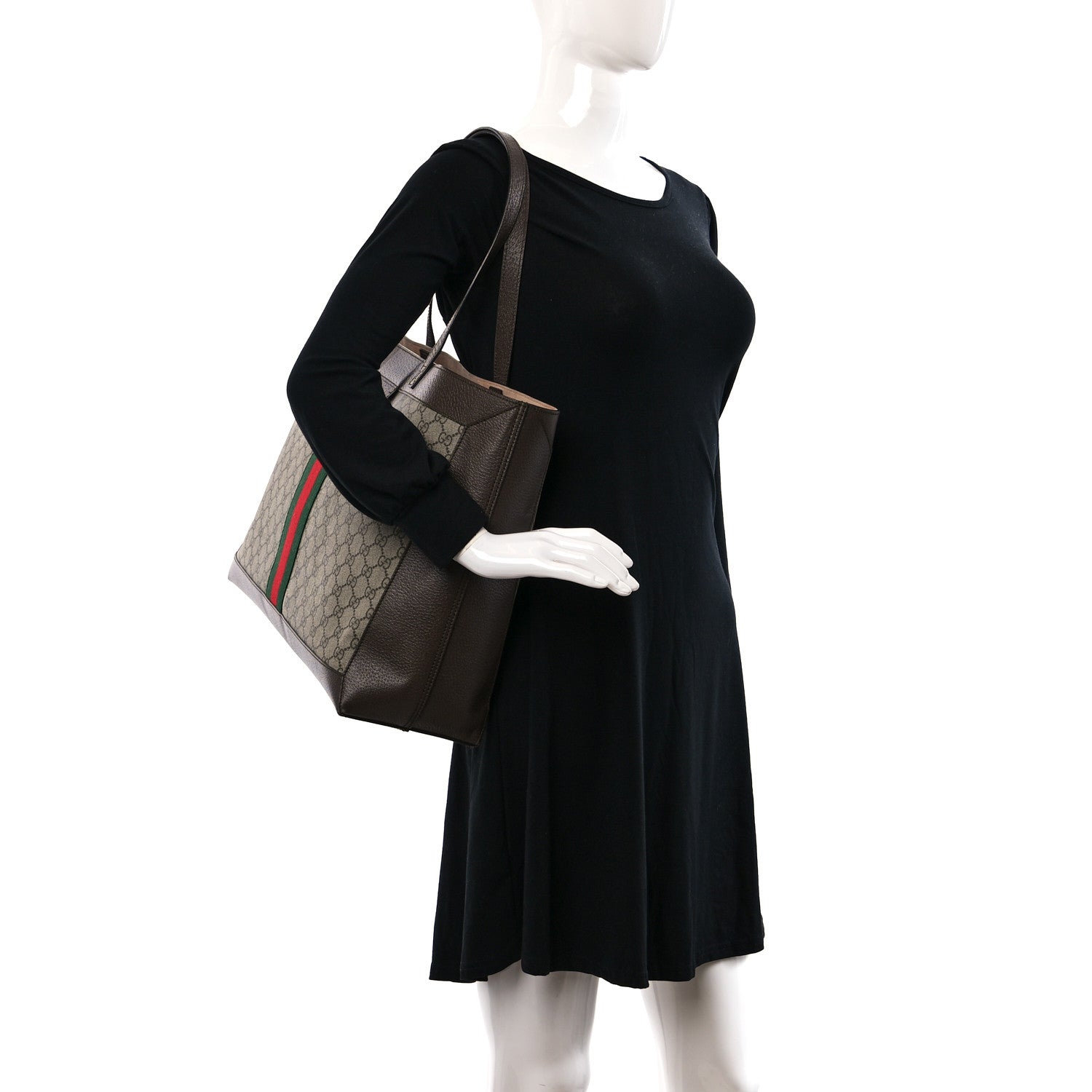 Gucci GG Supreme Monogram Web Ophidia Tote Brown 2 of 10