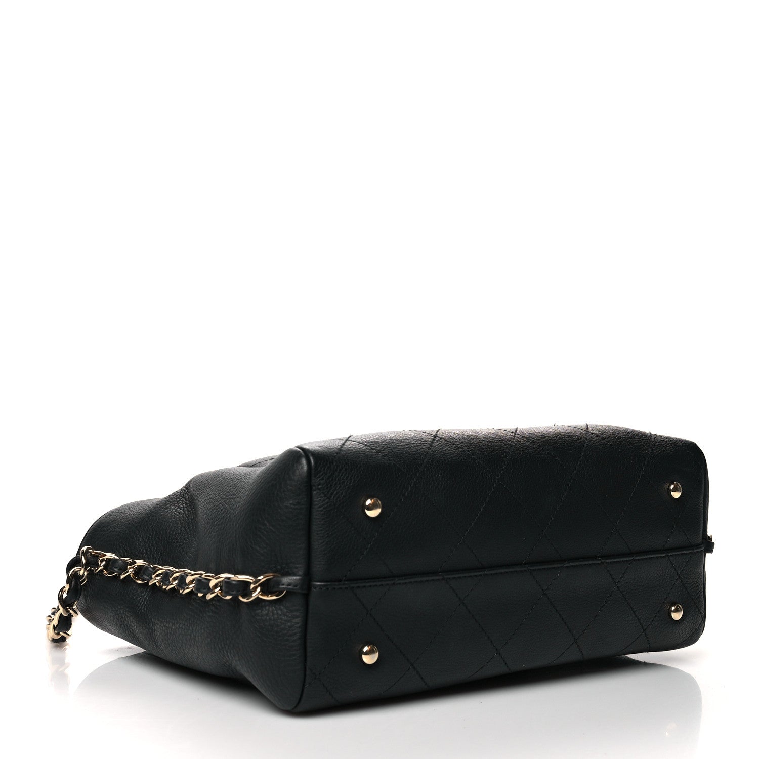 Chanel Bullskin Stitched Small Shopping Tote Black 4 of 10