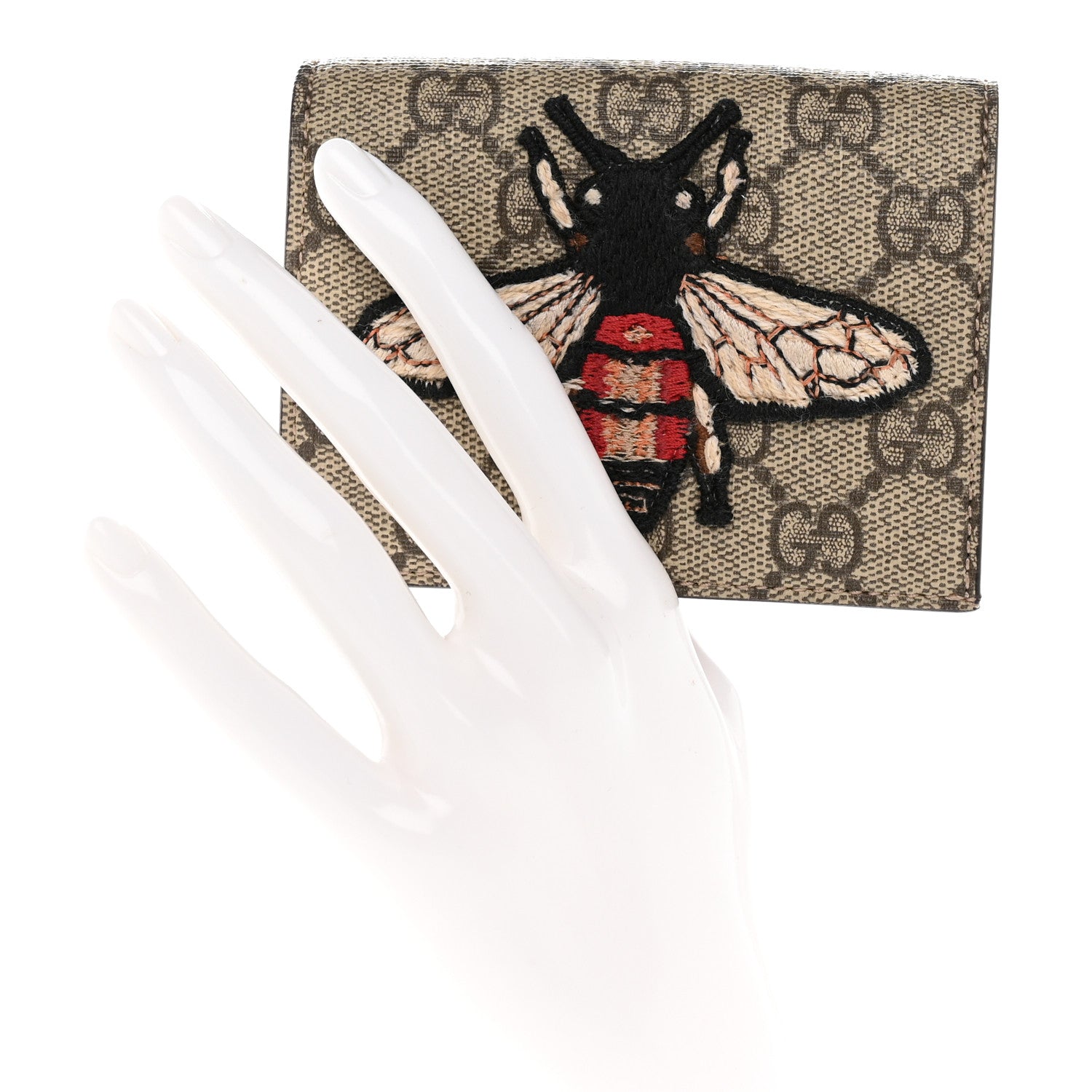 Gucci GG Supreme Monogram Bee Embroidered Card Case 2 of 8