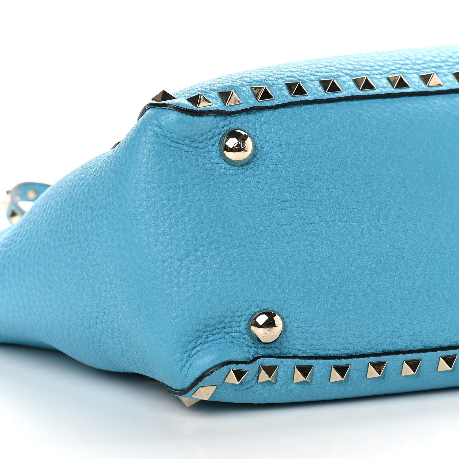 Valentino Garavani Pebbled Calfskin Small Rockstud Tote Parrot 8 of 9