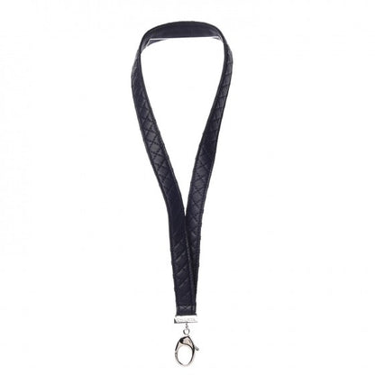 Chanel Lambskin Quilted Lanyard Key Holder Necklace Navy 3 of 4
