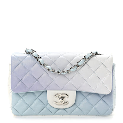 Chanel Perforated Lambskin Quilted Mini Rectangular Flap Light Blue Light Purple White 1 of 11