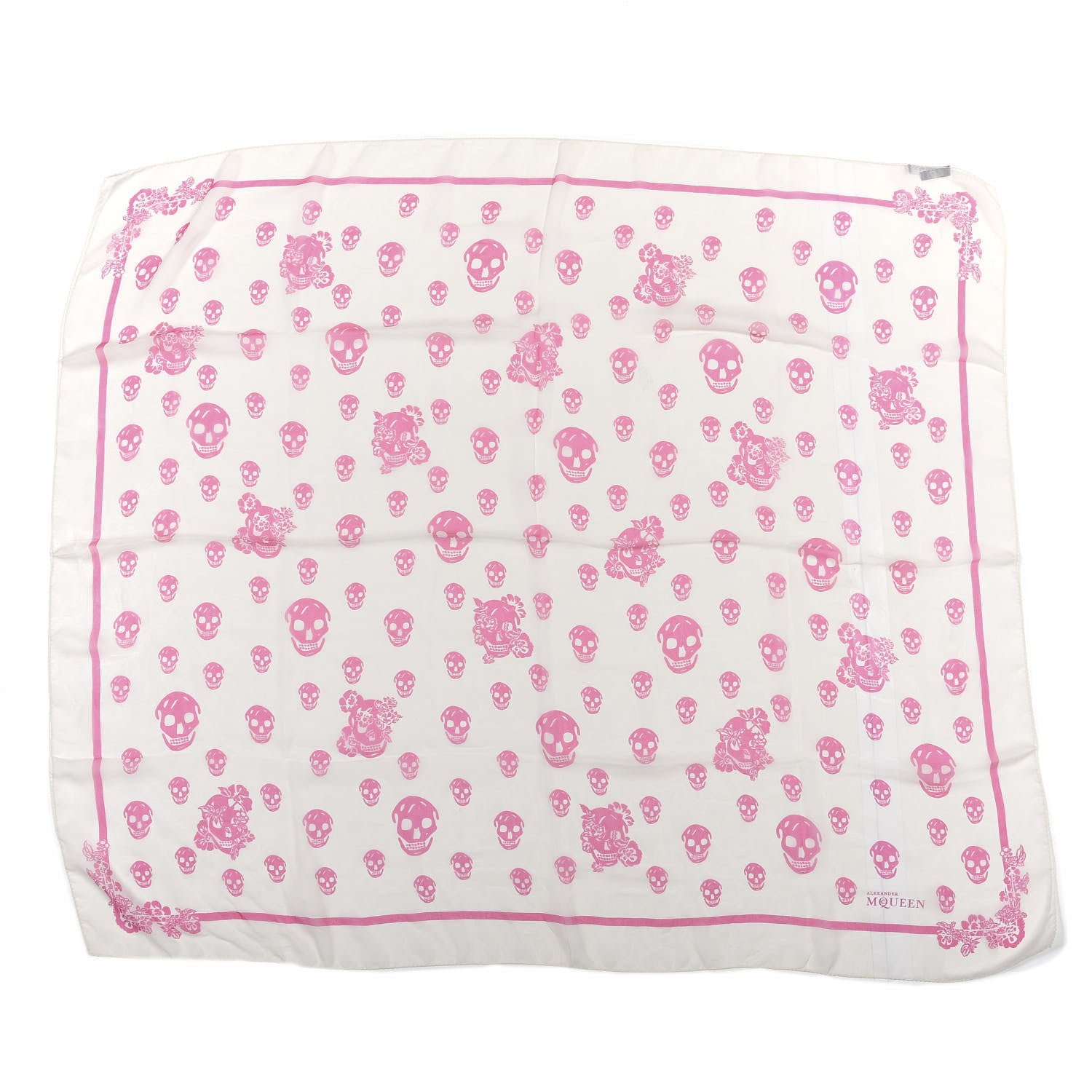 Alexander McQueen Silk Chiffon Skull Scarf Pink 1 of 3