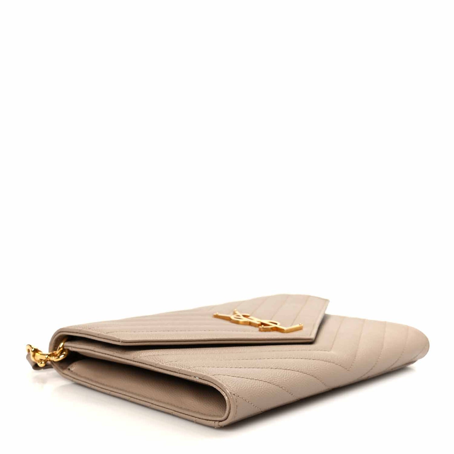 Grain De Poudre Matelasse Chevron Monogram Envelope Clutch Dark Beige