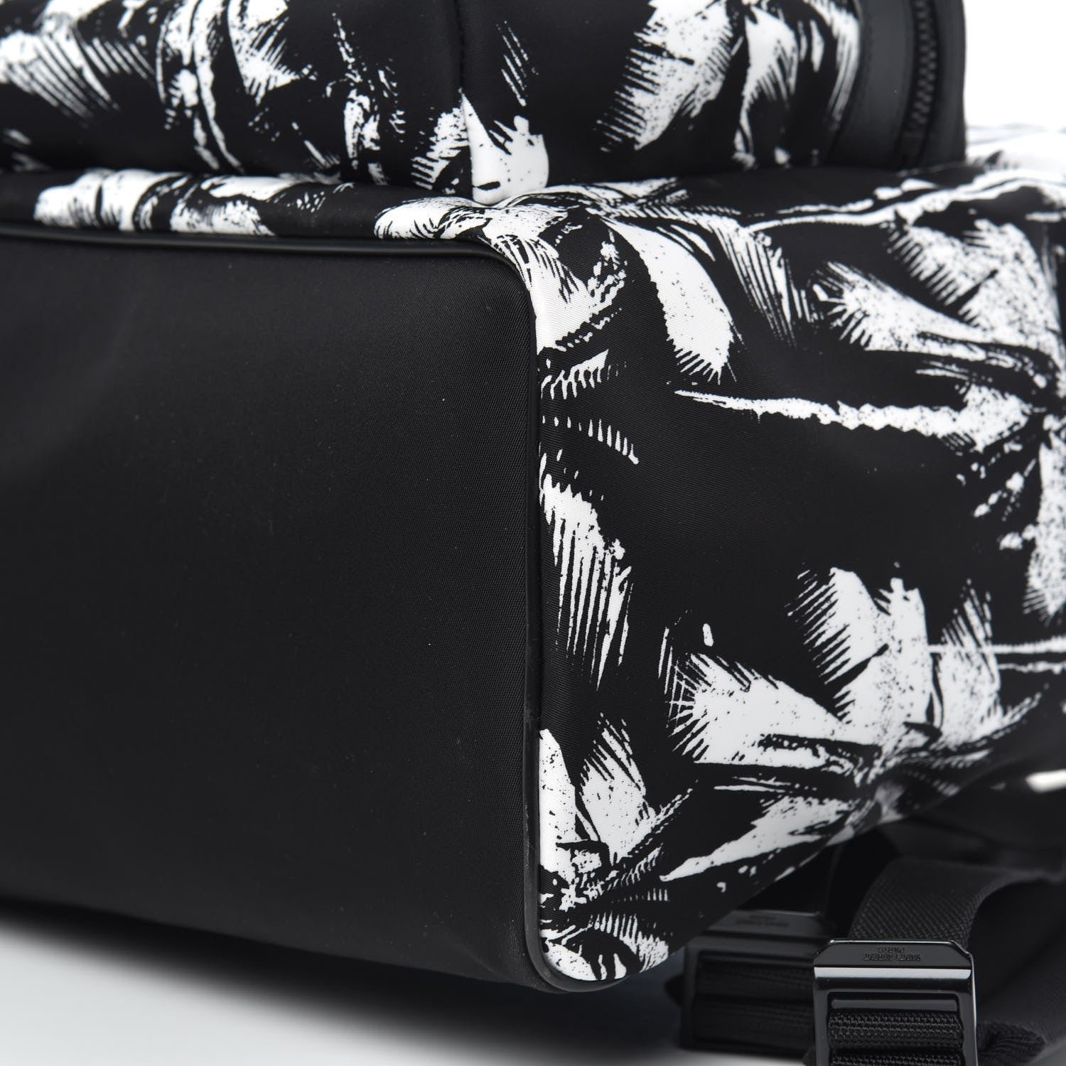 Saint Laurent Canvas Palm Tree City Backpack Black White 8 of 8