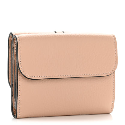 Chloe Grained Calfskin Alphabet Mini Trifold Wallet Cement Pink 3 of 8