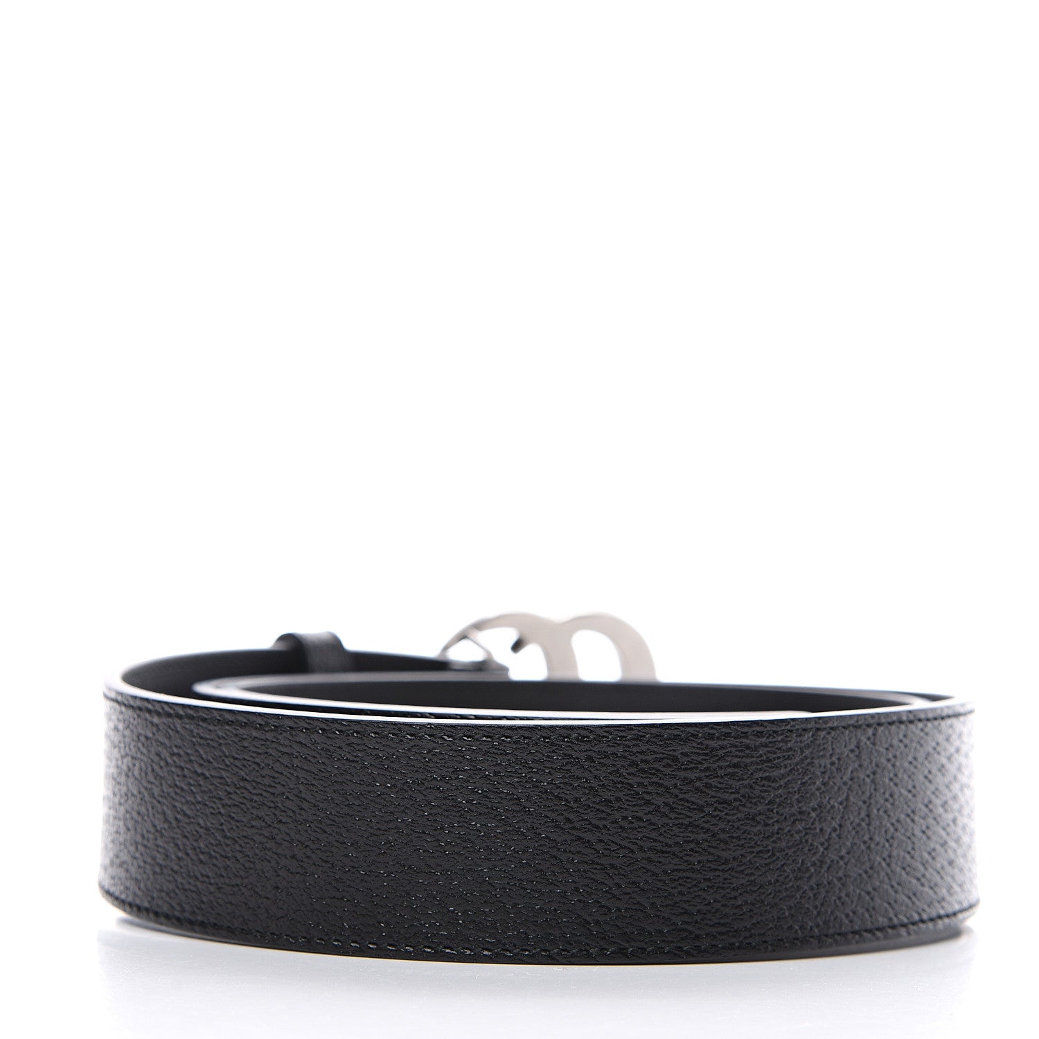 Gucci Textured Dollar Calfskin Nickel Double G 40mm Belt 85 34 Black 2 of 4
