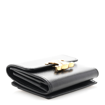 Celine Shiny Calfskin Compact Triomphe Wallet With Coin Purse Black 4 of 8