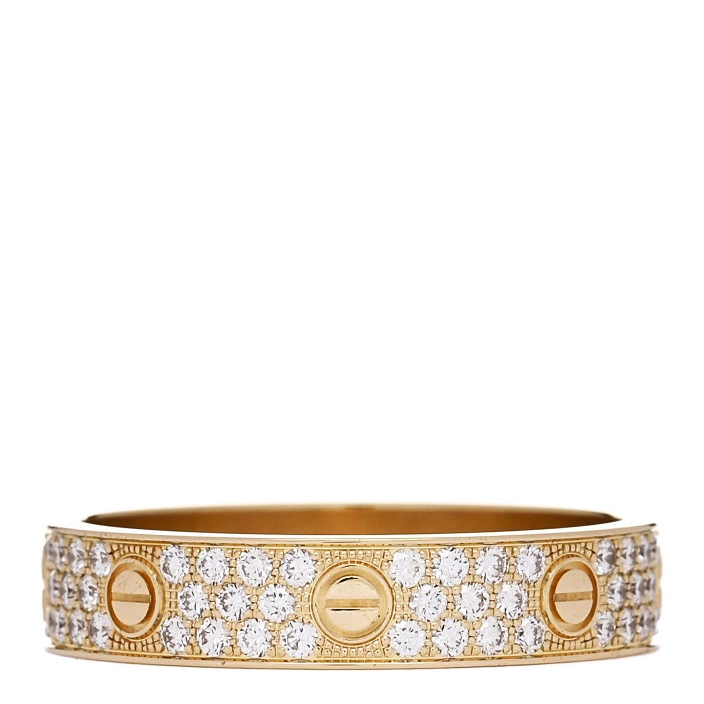 18K Yellow Gold Diamond 4mm LOVE Wedding Paved Band Ring 63 10.25