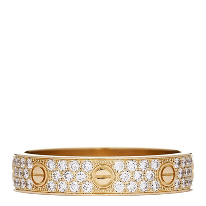 Cartier 18K Yellow Gold Diamond 4mm LOVE Wedding Paved Band Ring 63 10.25 3 of 5