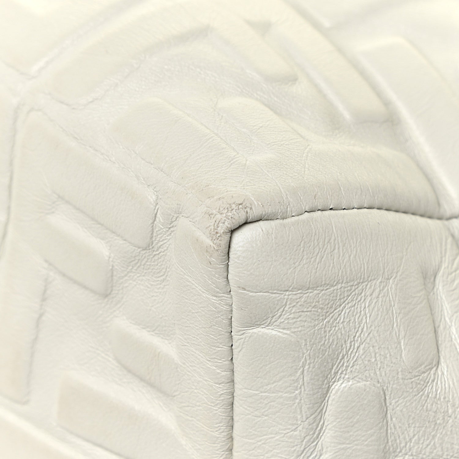Fendi Nappa FF 1974 Embossed Small Boston White 11 of 19
