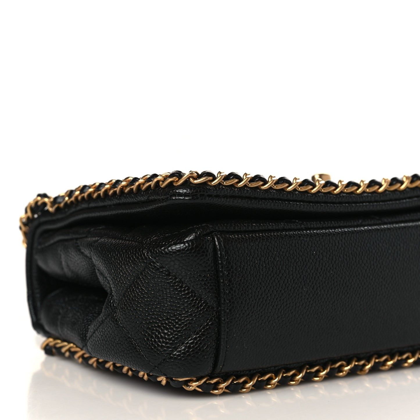 Caviar Quilted Mini Never Ending Chain Flap Black