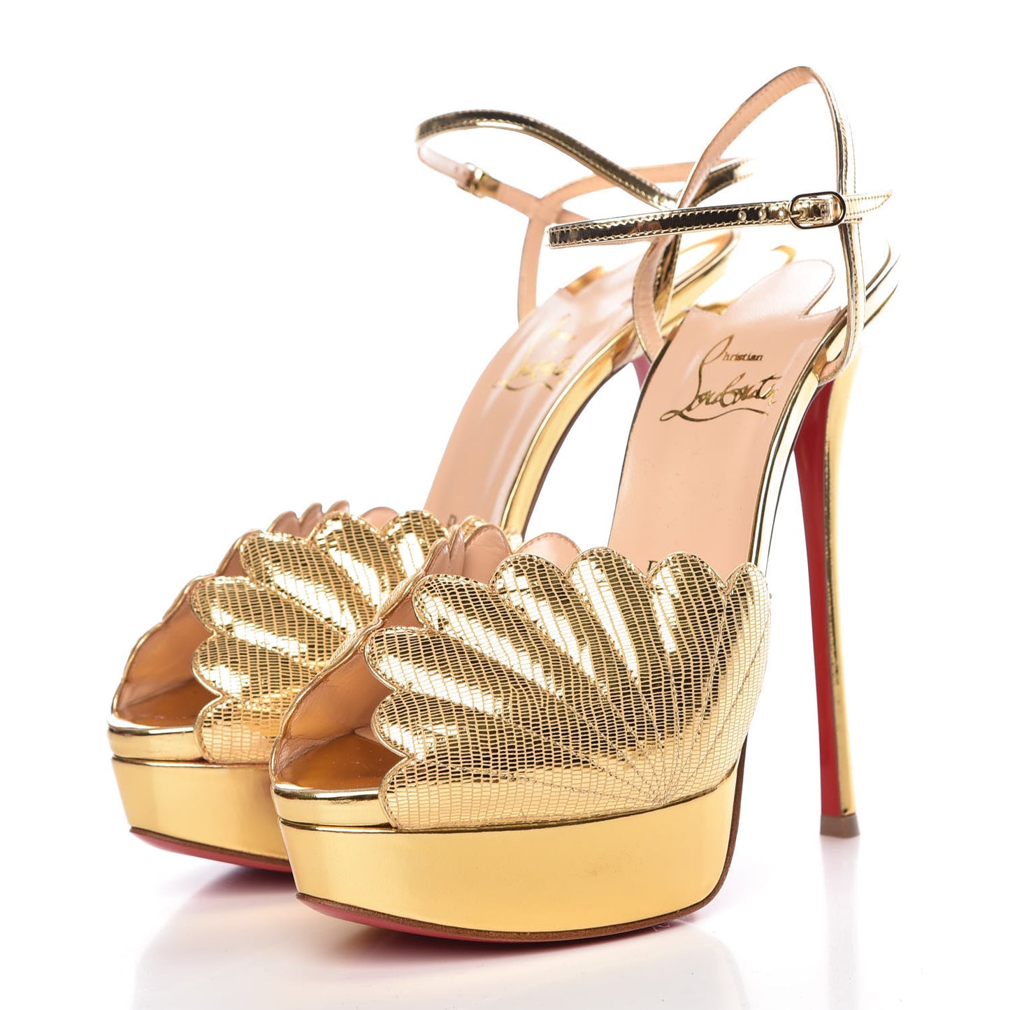 Metallic Laminato Botticella Alta 150 Platform Sandal 38 Gold