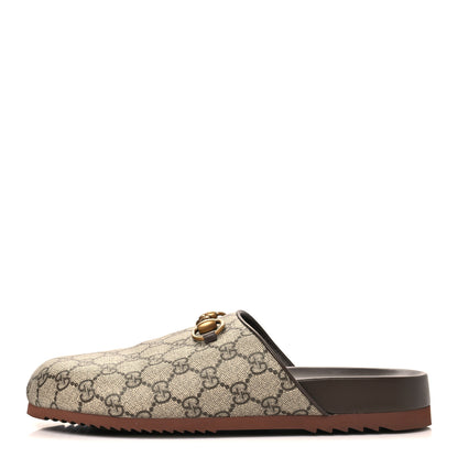Gucci GG Supreme Monogram Miro Soft Calfskin Womens Horsebit Slippers 40.5 Beige Ebony New Acero 1 of 9