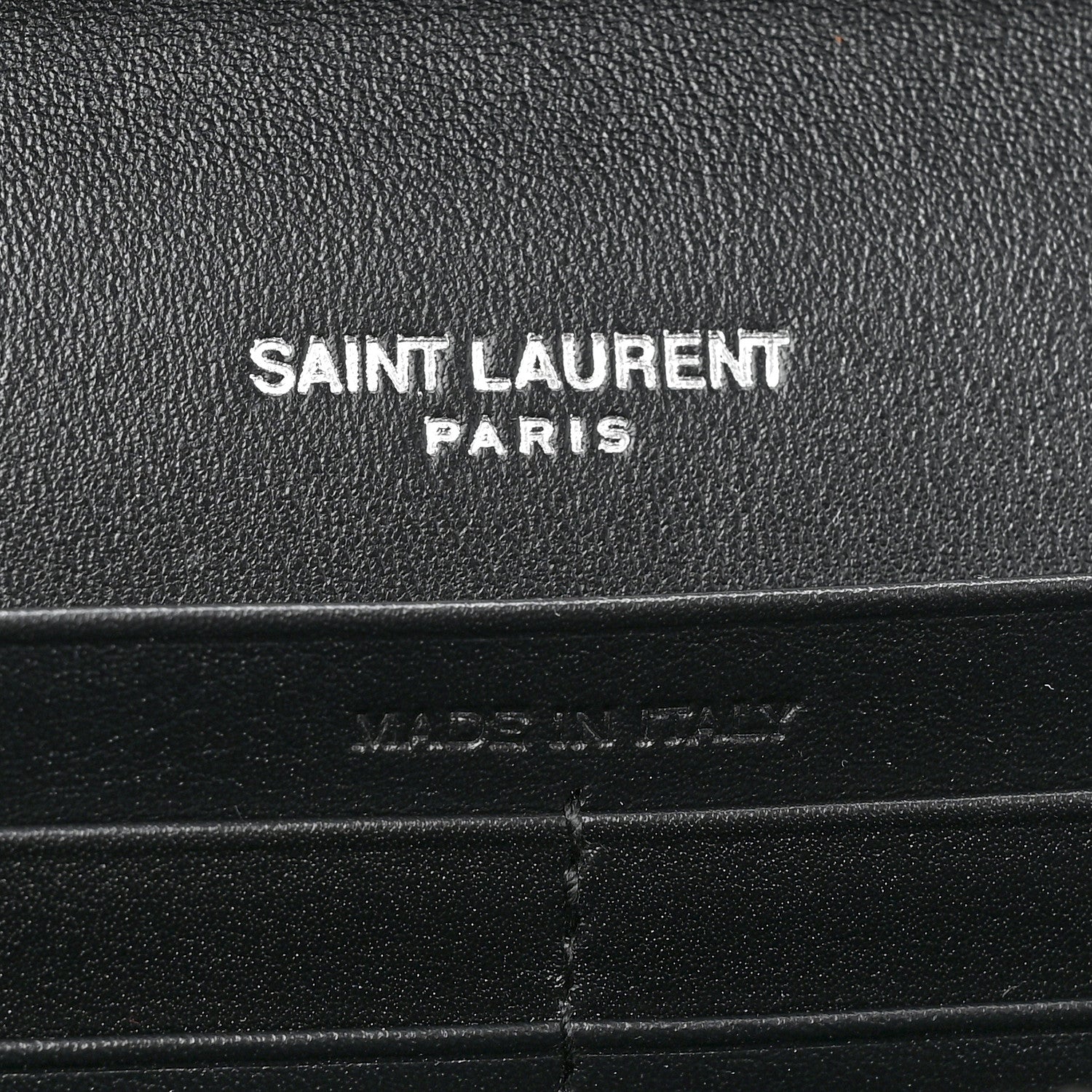 Saint Laurent Glazed Calfskin Cassandre Wallet On Chain WOC Black 8 of 11