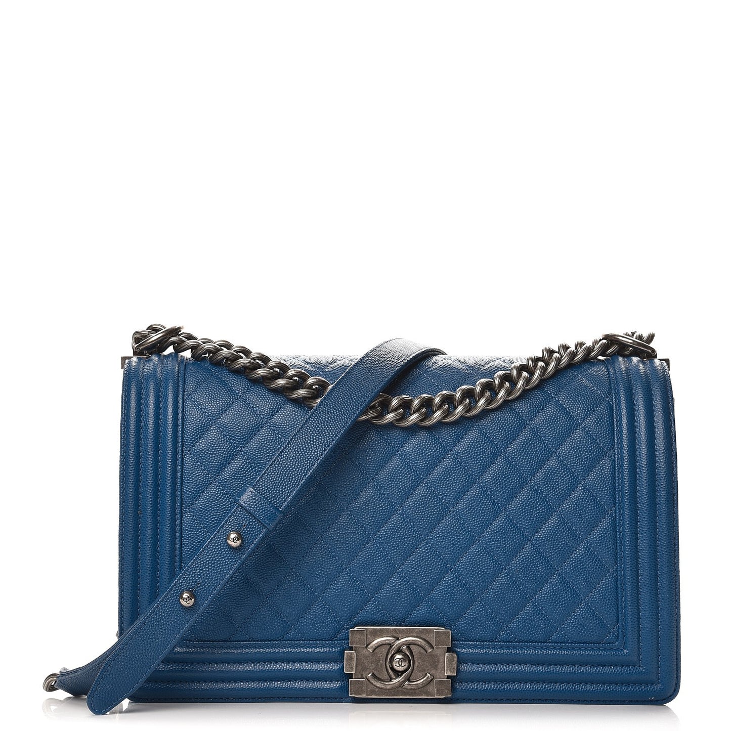 Caviar Quilted New Medium Boy Flap Blue