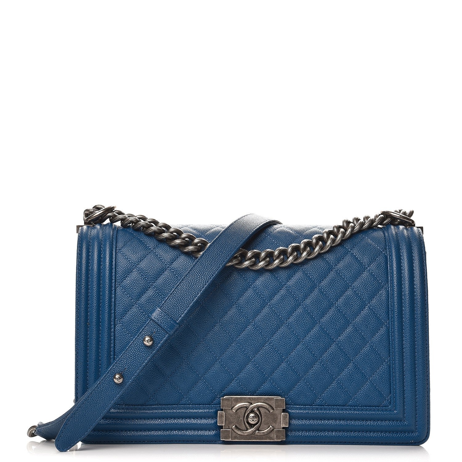 Chanel Caviar Quilted New Medium Boy Flap Blue 1 of 8