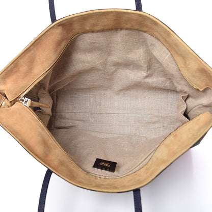 Fendi Pequin Cuoio Vegetale Medium Roll Tote Tobacco Rosso Blue Mirto Miele 5 of 10