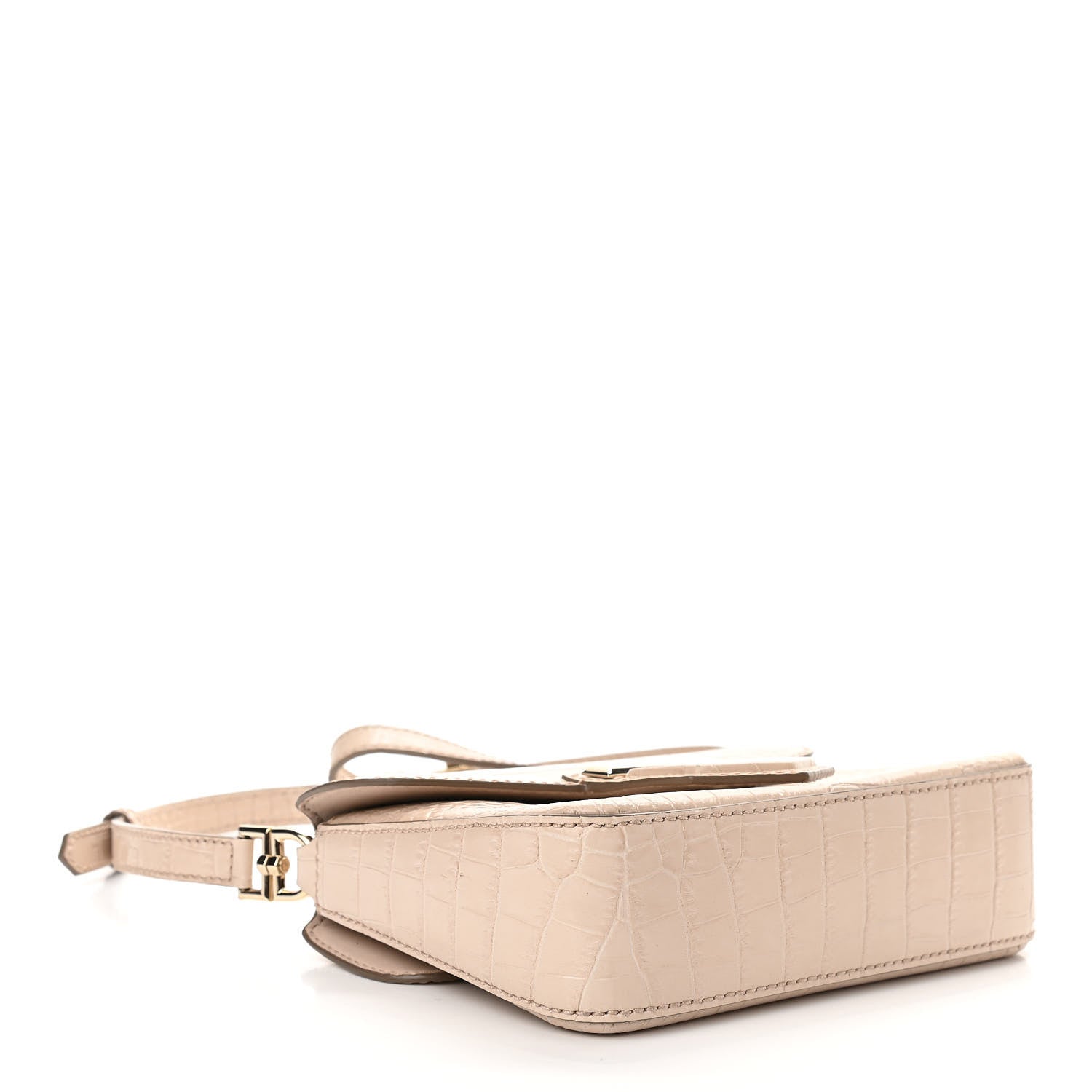Givenchy Calfskin Crocodile Embossed Mini Nobile Shoulder Bag Nude Pink 3 of 9
