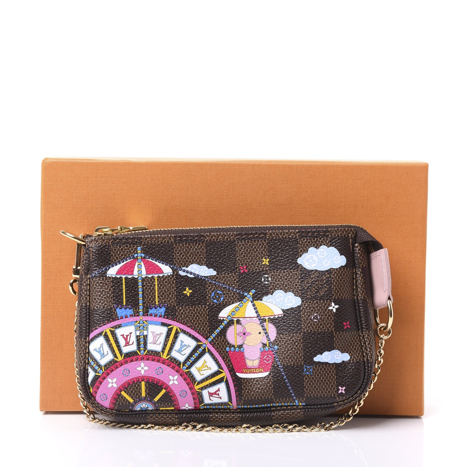 Louis Vuitton Damier Ebene 2020 Christmas Animation Big Wheel Mini Pochette Accessories Rose Ballerine 10 of 10