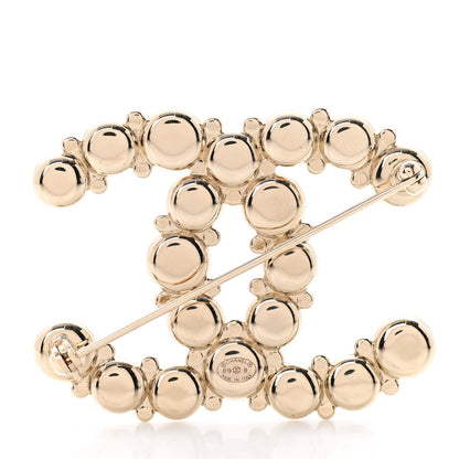 Chanel Crystal Pearl Metal Resin Polka Dot CC Brooch Black Gold 3 of 5