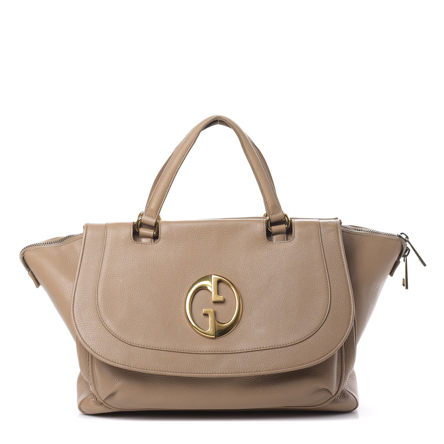 Gucci Calfskin Medium 1973 Top Handle Satchel Camelia 1 of 21