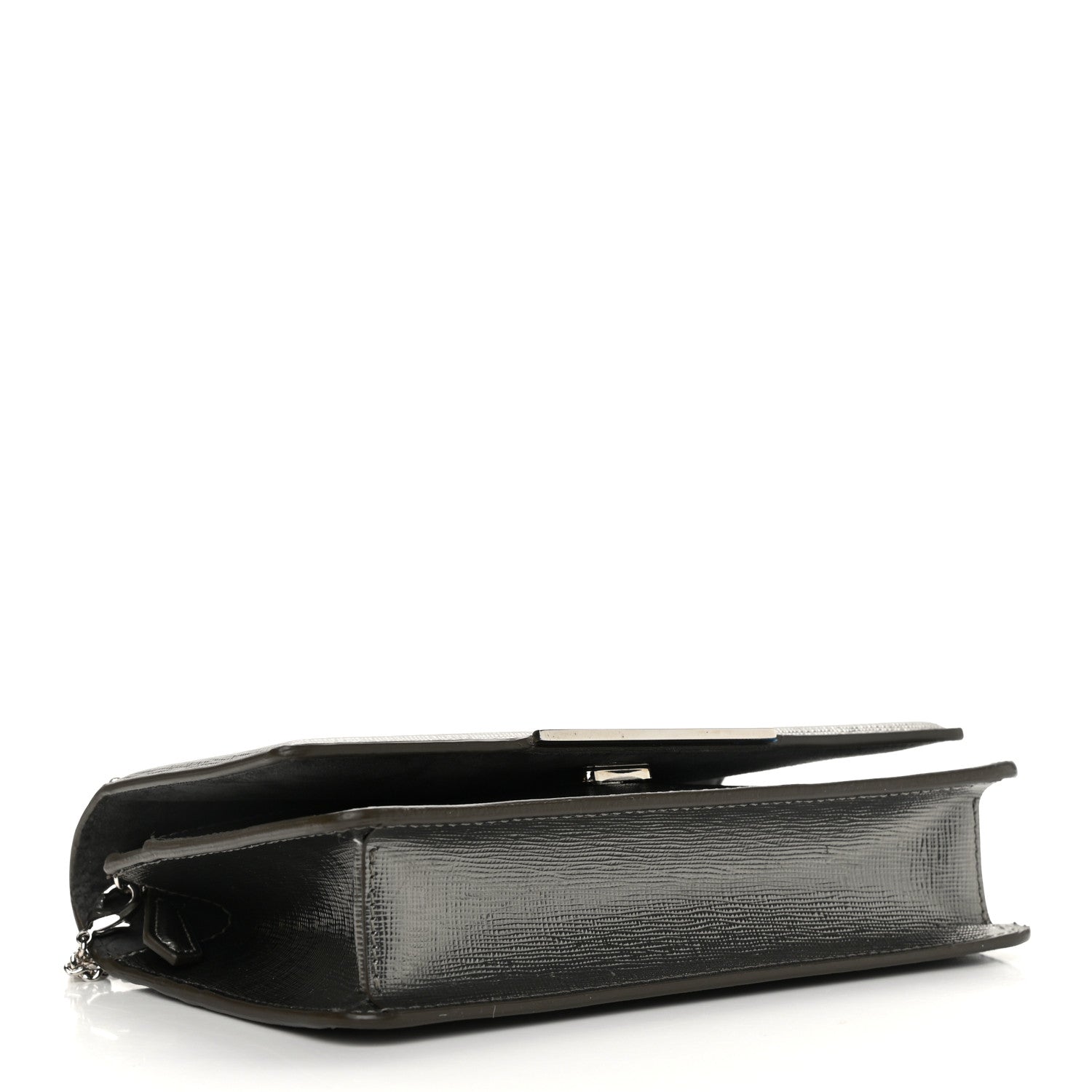 Fendi Vitello Mirror Elite Tube Wallet on Chain Graphite 4 of 12