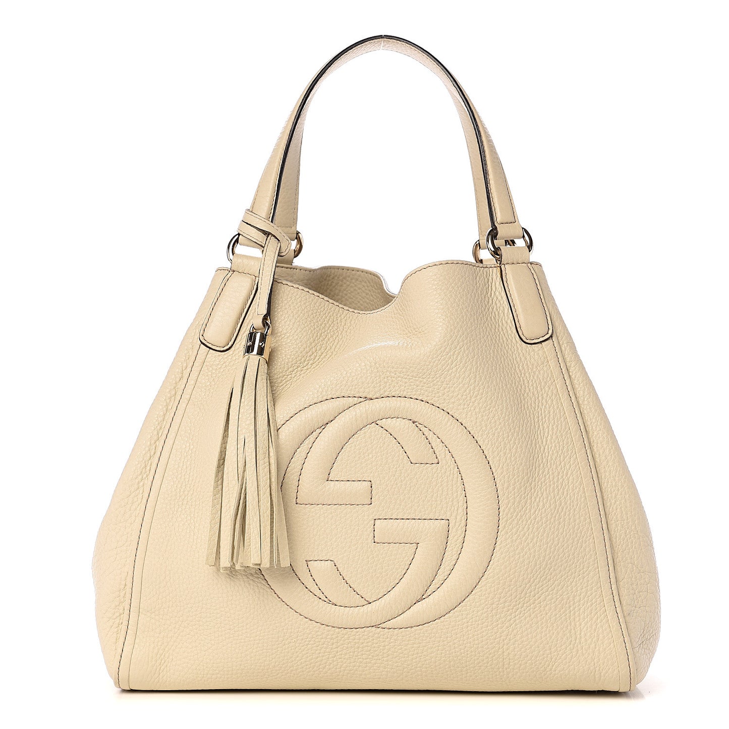 Pebbled Calfskin Medium Soho Shoulder Bag Off White