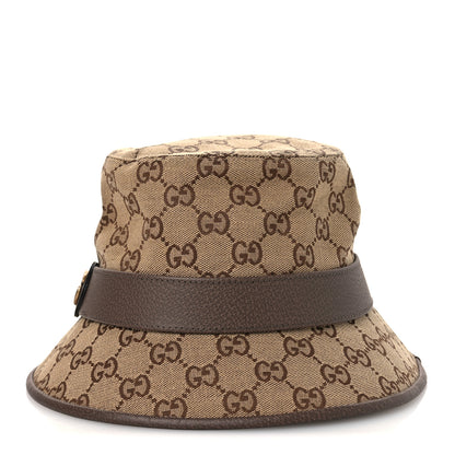 Gucci Monogram Textured Dollar Calfskin GG Jago Bucket Hat S Cacao Beige 4 of 11