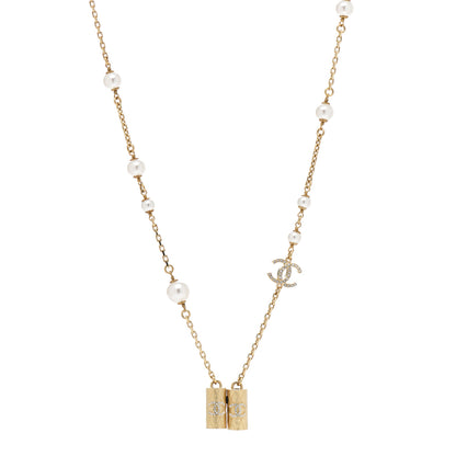 Chanel Crystal Pearl Airpod Necklace Gold 1 of 4