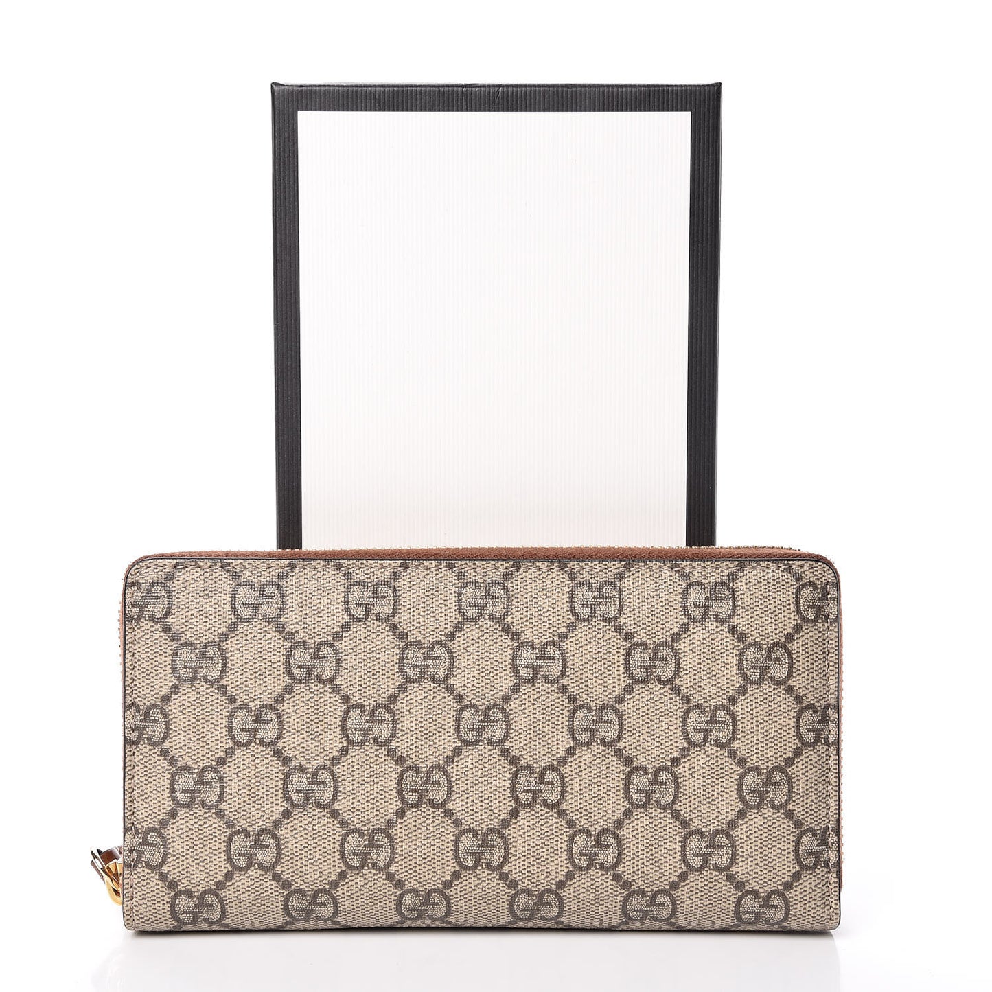 GG Supreme Monogram Cuoio Toscano Zip Around Wallet Beige Ebony Cuir