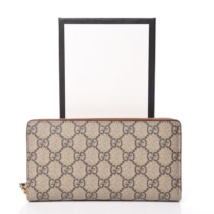 Gucci GG Supreme Monogram Cuoio Toscano Zip Around Wallet Beige Ebony Cuir 8 of 8